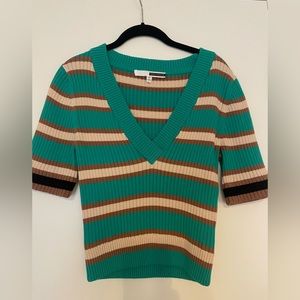 Green and neutral striped Tracy Reese knit sweater